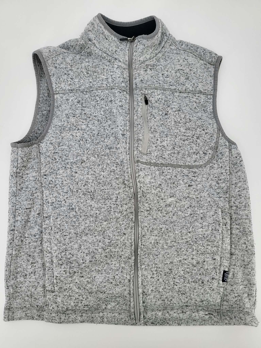 Chaps Light Gray Marled Full-Zip Fleece Vest